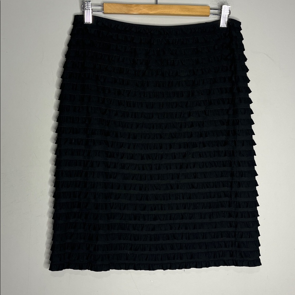 Frank Lyman Ruffle Stretch Jersey Pull On Midi Skirt, size 10